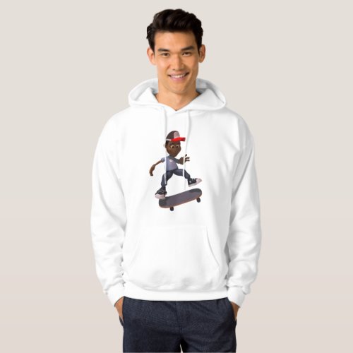 Youth Riding A Skateboard Skater Mens Hoodie