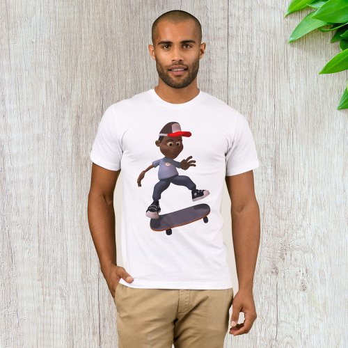 Youth Riding A Skateboard Skater Mens T_Shirt