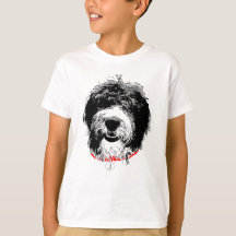 Youth Sheepadoodle T-Shirt, Customizable Initial