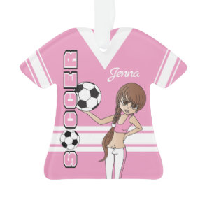 Youth ⚽ Soccer Cute Girl | Pink Ornament
