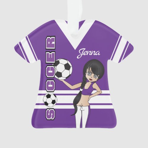 Youth Soccer Cute Girl  Purple Ornament