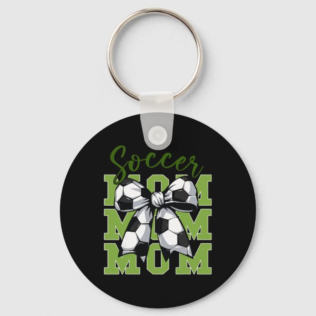 Youth Soccer Mom Coquette Bow Cute Sister Toddler  Keychain (Front)