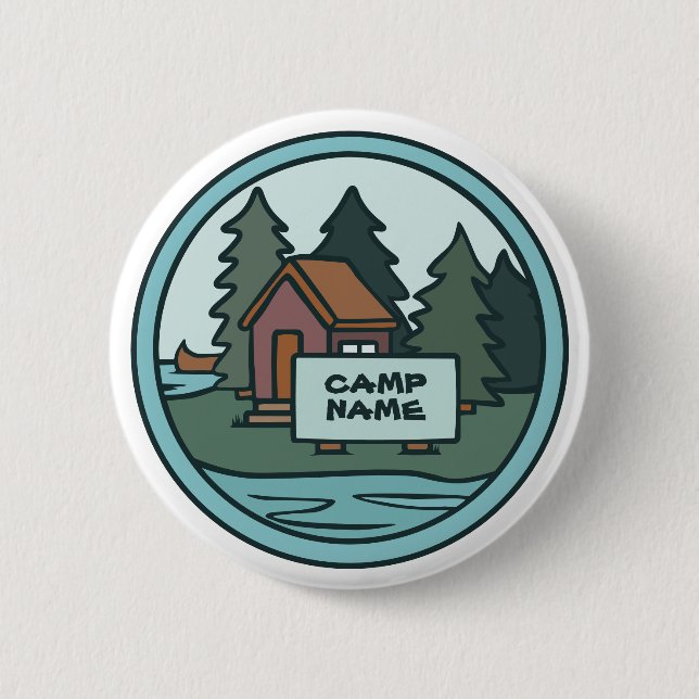 Youth summer camp island cabin w/custom sign button (Front)