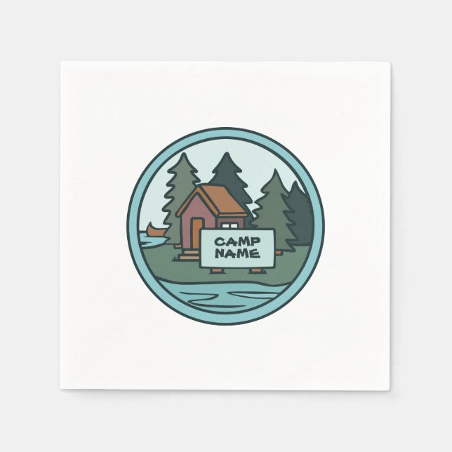 Youth summer camp island cabin w/custom sign napkins (Front)