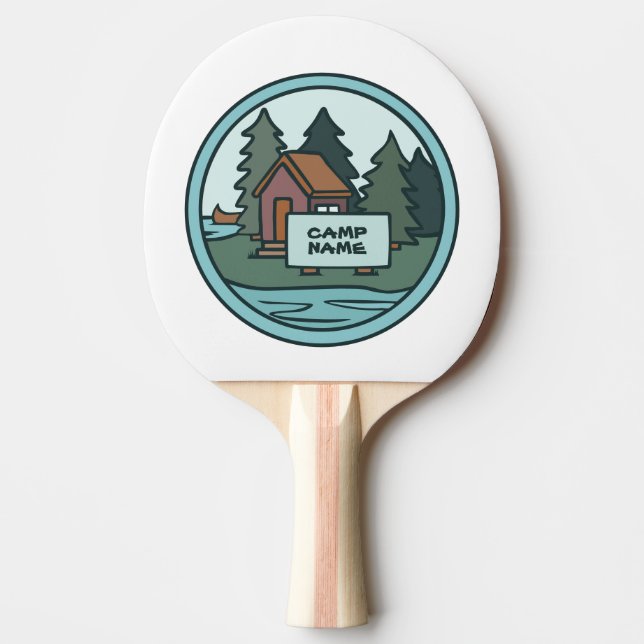 Youth summer camp island cabin w/custom sign ping pong paddle (Front)