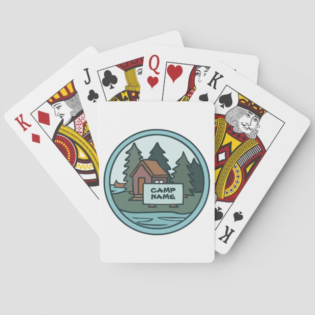 Youth summer camp island cabin w/custom sign poker cards (Back)