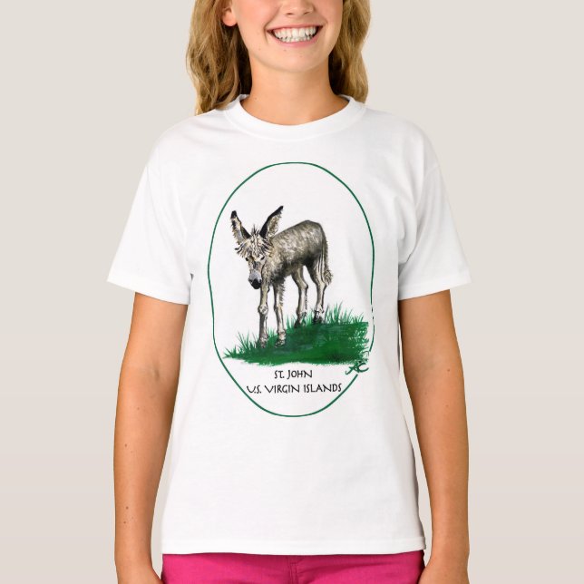 Youth tshirt with Baby Donkey, St.John,USVI (Front)