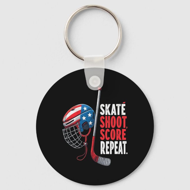 Youth Usa Ice Hockey Jersey Ice Boys Hockey Birthd Keychain (Front)