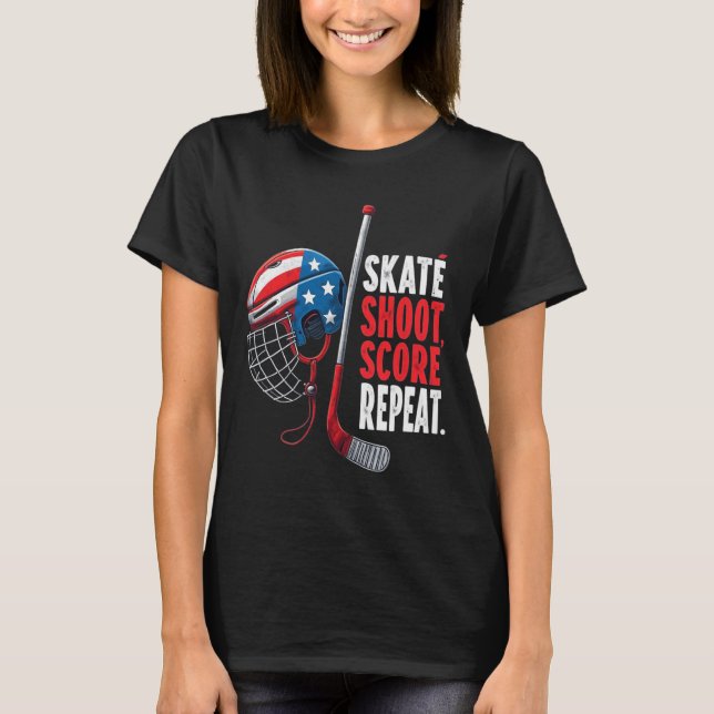 Youth Usa Ice Hockey Jersey Ice Boys Hockey Birthd T-Shirt (Front)