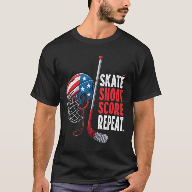 Youth Usa Ice Hockey Jersey Ice Boys Hockey Birthd T-Shirt (Front)