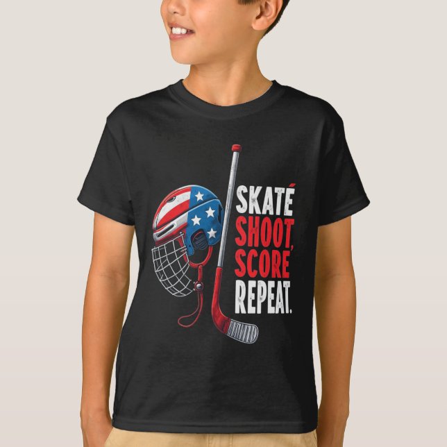 Youth Usa Ice Hockey Jersey Ice Boys Hockey Birthd T-Shirt (Front)