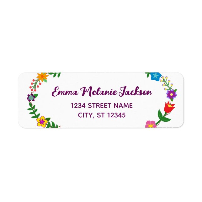 Youthful Elegant Script Flowers Floral Modern Label (Front)