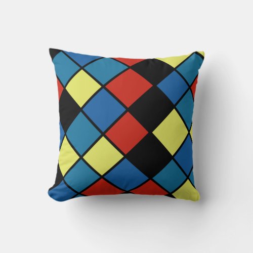 Youthful Trend Colored Tiles Large Print Throw Pillow
