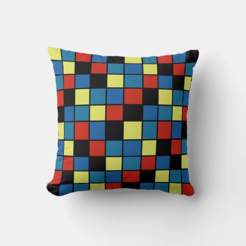 Youthful Trend Colored Tiles Smaller Print Throw Pillow