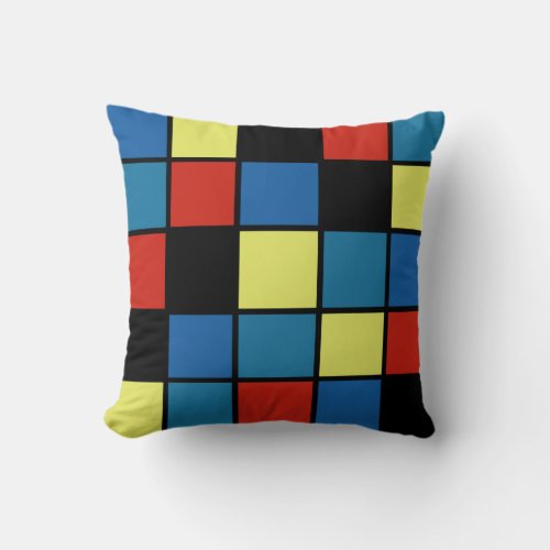 Youthful Trend Colored Tiles Throw Pillow