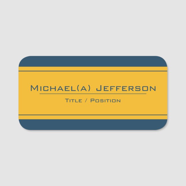 Youthful Yellow & Confident Blue Grabber Name Tag (Front)