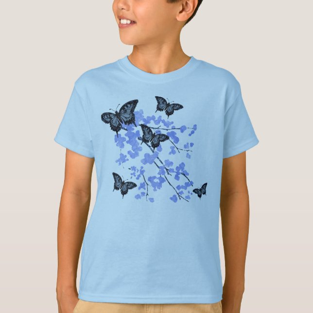 Youths Blue Butterfly T-Shirt (Front)