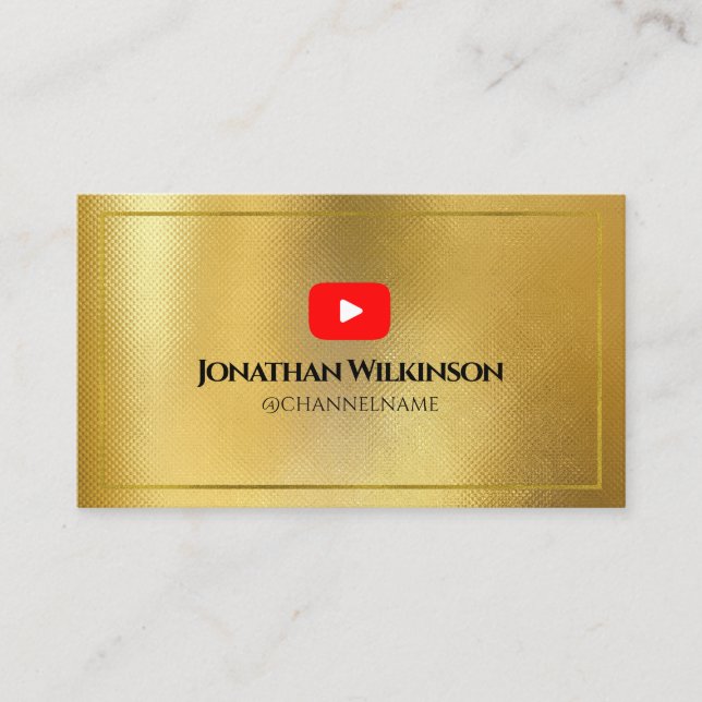 YOUTUBE Channel Advertisement QR Code GOLD Business Card (Front)