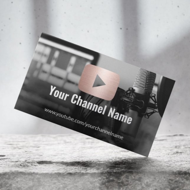 Youtube Channel Custom Photo Rose Gold Youtuber Business Card (Creator Uploaded)