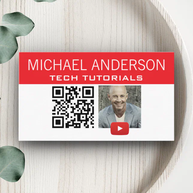 YouTube Channel Logo and QR Code | Modern YouTuber Business Card | Zazzle
