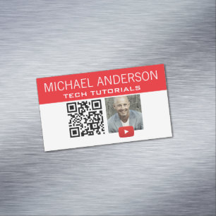 YouTube Channel Logo and QR Code Modern YouTuber Business Card Magnet