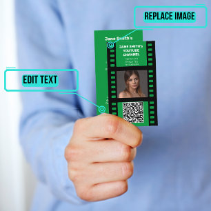 YouTube Channel Promotion - Green Film Motif Business Card