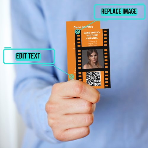 YouTube Channel Promotion _ Orange Film Motif Business Card