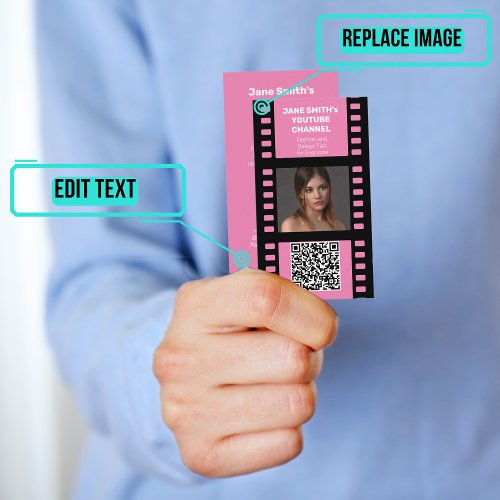 YouTube Channel Promotion _ Pink Film Motif Business Card
