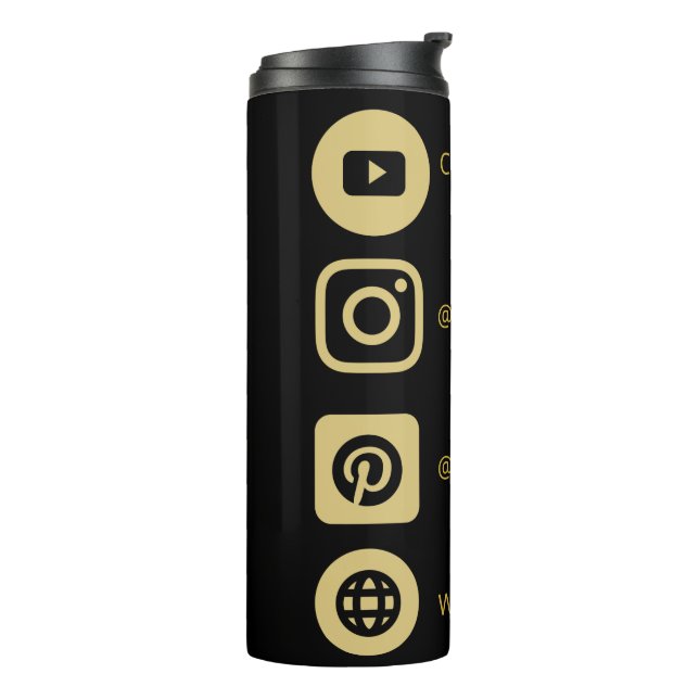 YOUTUBE CHANNEL SOCIAL MEDIA IS VLOGGER DARK MODE  THERMAL TUMBLER (Rotated Left)