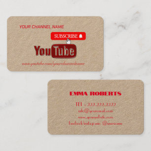  Youtube Channel , Youtuber  Business Card