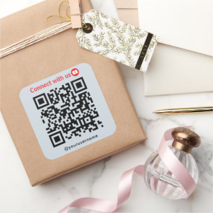 Youtube Connect With Us Qr Code Soft Navy Square Sticker