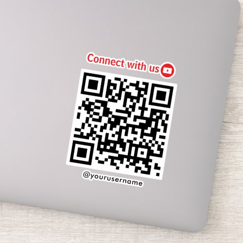 Youtube Connect With Us Qr Code White Sticker