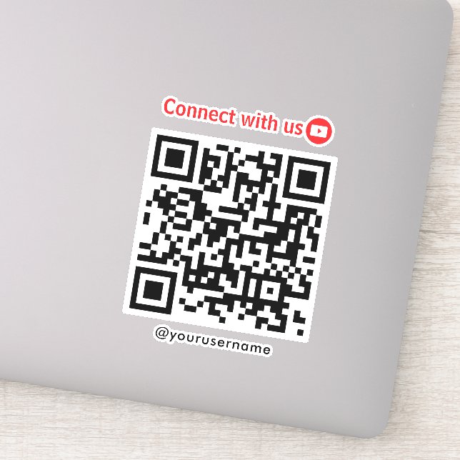 Youtube Connect With Us Qr Code White Sticker (Detail)