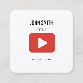 Youtube Icon Logo Video Editor Profile Promotional Square Business Card by Pip_Gerard at Zazzle