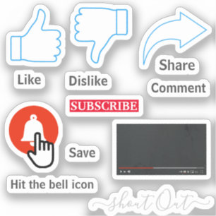 youTube icons stickers Custom-Cut Vinyl Sticker