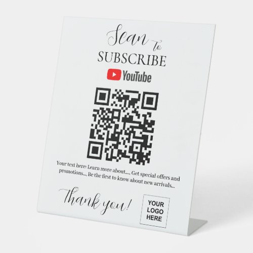 Youtube Subscribe QR code Pedestal Sign