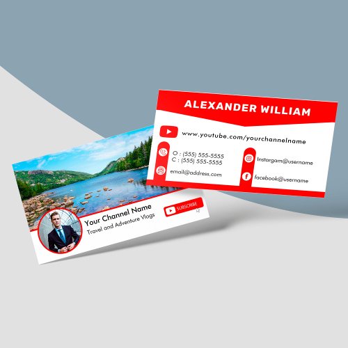 Youtube Vlogger Channel With Profile Photo Business Card