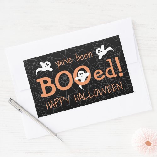 Youve Been Booed Cute Ghost Halloween Candy Treat Rectangular Sticker