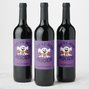 You've Been Booed Cute Halloween Ghost Wine Label