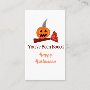 You've been Booed happy Halloween pumpink broom sc Business Card
