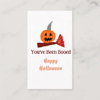 You've been Booed happy Halloween pumpink broom sc Business Card