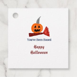 You've been Booed happy Halloween pumpink broom sc Favor Tags