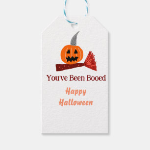 You've been Booed happy Halloween pumpink broom sc Gift Tags