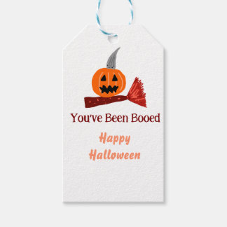 You've been Booed happy Halloween pumpink broom sc Gift Tags