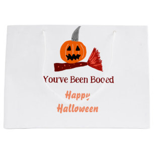 You've been Booed happy Halloween pumpink broom sc Large Gift Bag
