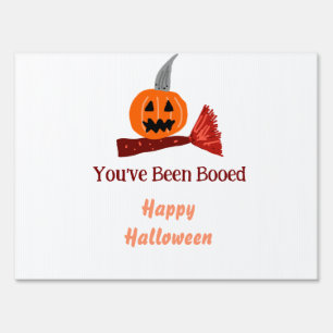 You've been Booed happy Halloween pumpink broom sc Sign