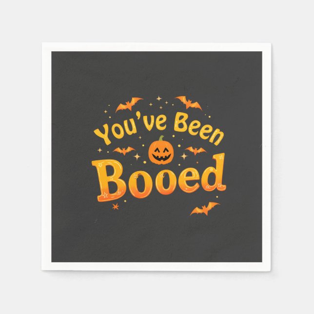 You've been booed Spooky Pumpkin Halloween Napkins (Front)