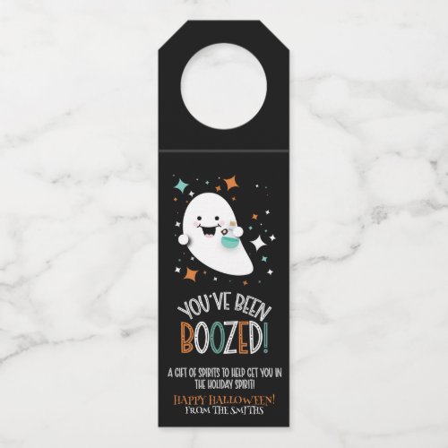 Youve Been Boozed Cute Ghost Wine Beer Spirits  Bottle Hanger Tag