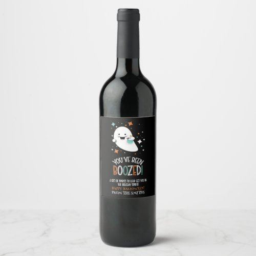 Youve Been Boozed Cute Ghost Wine Beer Spirits  Wine Label