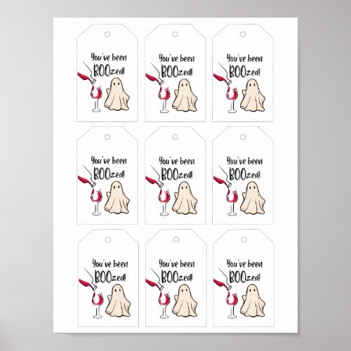 Youve Been Boozed Halloween Wine Bottle Tags Poster